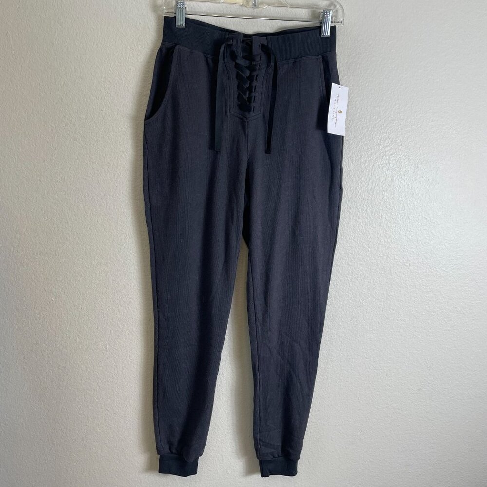 NEW Spiritual Gangster Womens Small Peace Mode Pant Lace Up Waist Lounge Joggers